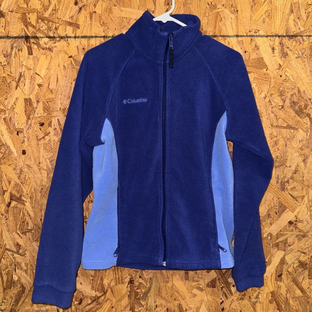 Columbia Youth 18/20 Blue Fleece Jacket Casual Outdoor School Lightweight Zip Up